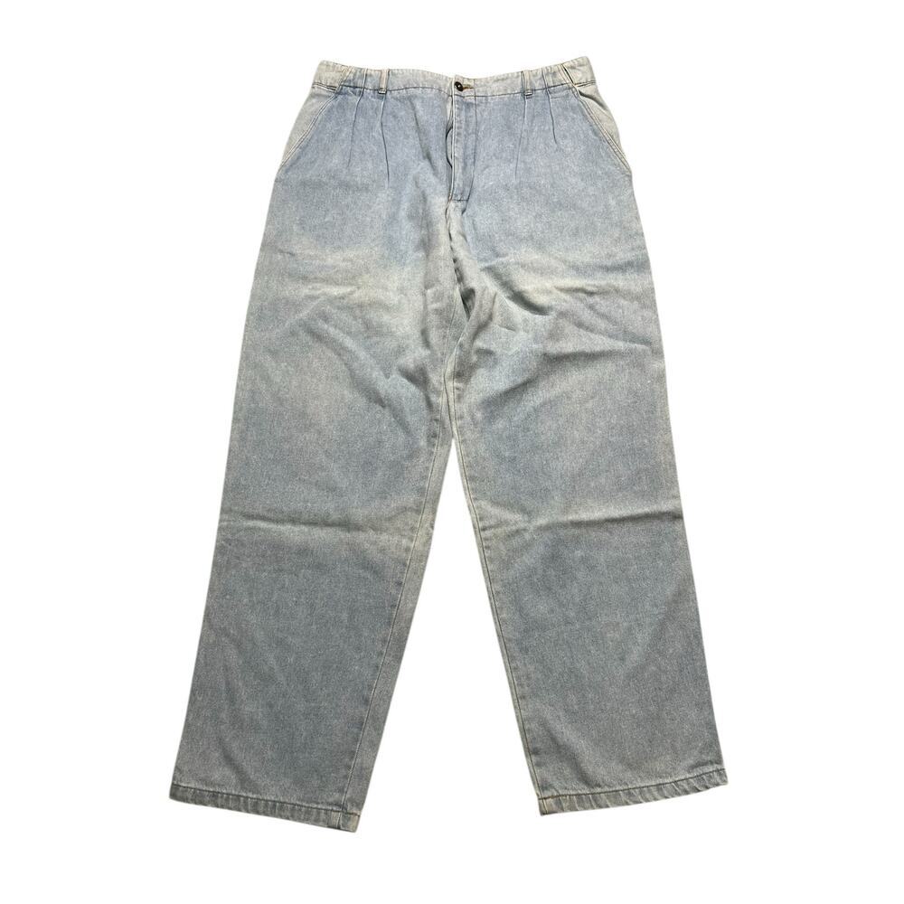 Vintage Liz Claiborne Denim Pants Pleated Light‎ Wash 36R Cotton Actual 34x31